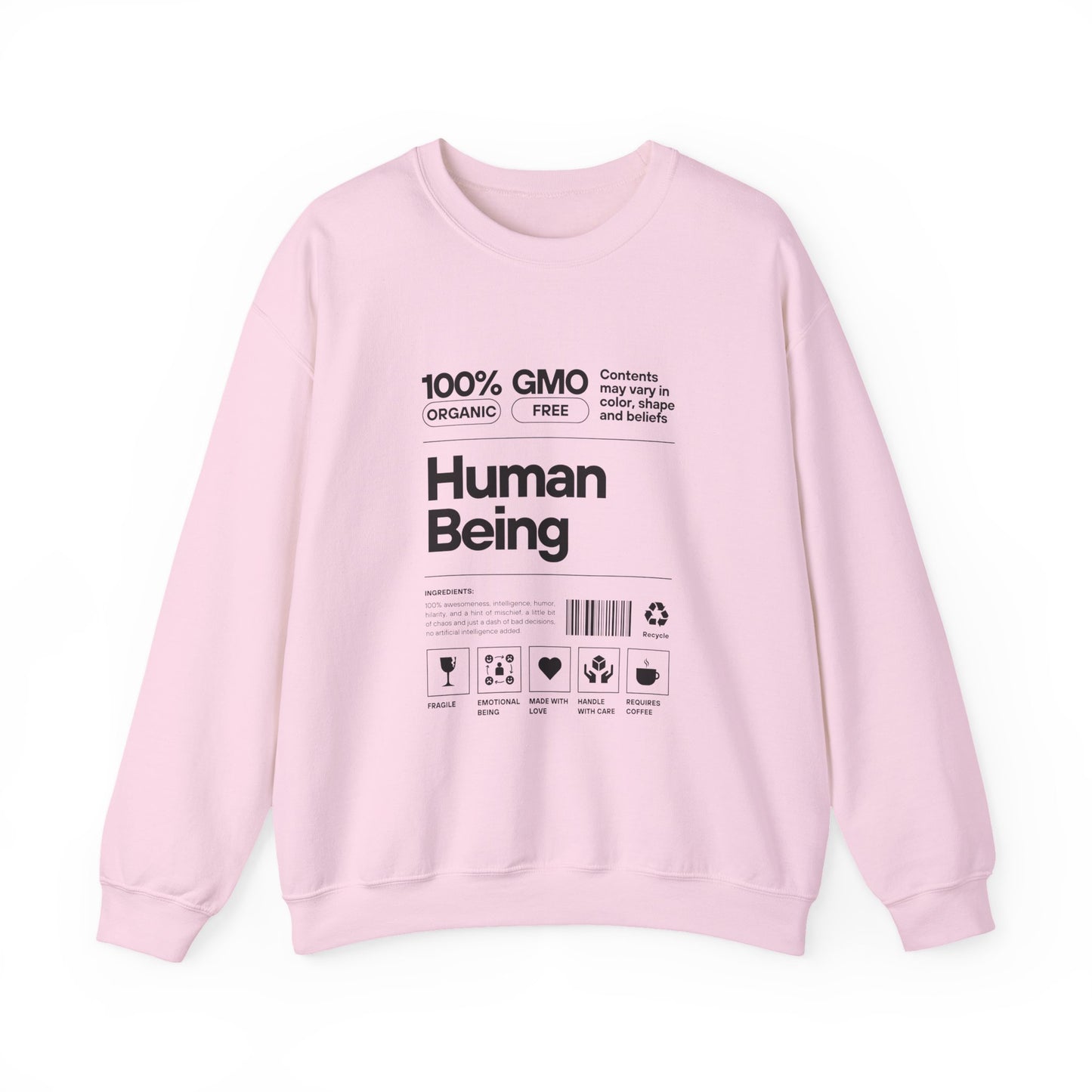 Organic Human Being Sweatshirt, Unisex Crewneck, Casual Wear, Eco-Friendly Gift, Funny Sweatshirt, Gift for Friends