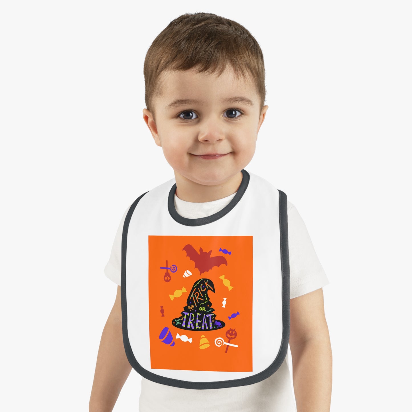 Halloween Baby Bib, Trick or Treat Jersey Bib, Cute Baby Gear, Infant Feeding Accessory, Baby Shower Gift, Holiday Bib