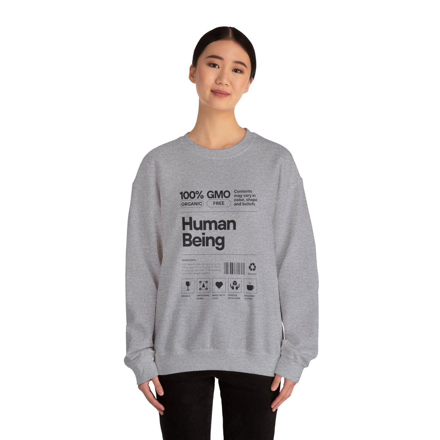 Organic Human Being Sweatshirt, Unisex Crewneck, Casual Wear, Eco-Friendly Gift, Funny Sweatshirt, Gift for Friends