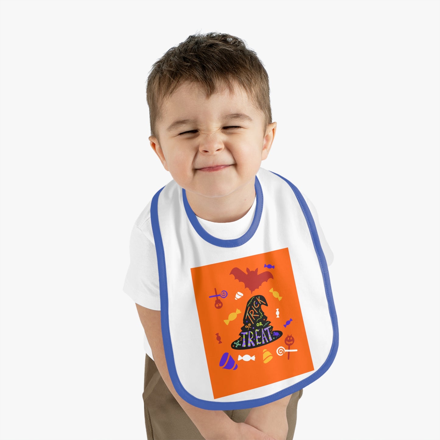 Halloween Baby Bib, Trick or Treat Jersey Bib, Cute Baby Gear, Infant Feeding Accessory, Baby Shower Gift, Holiday Bib