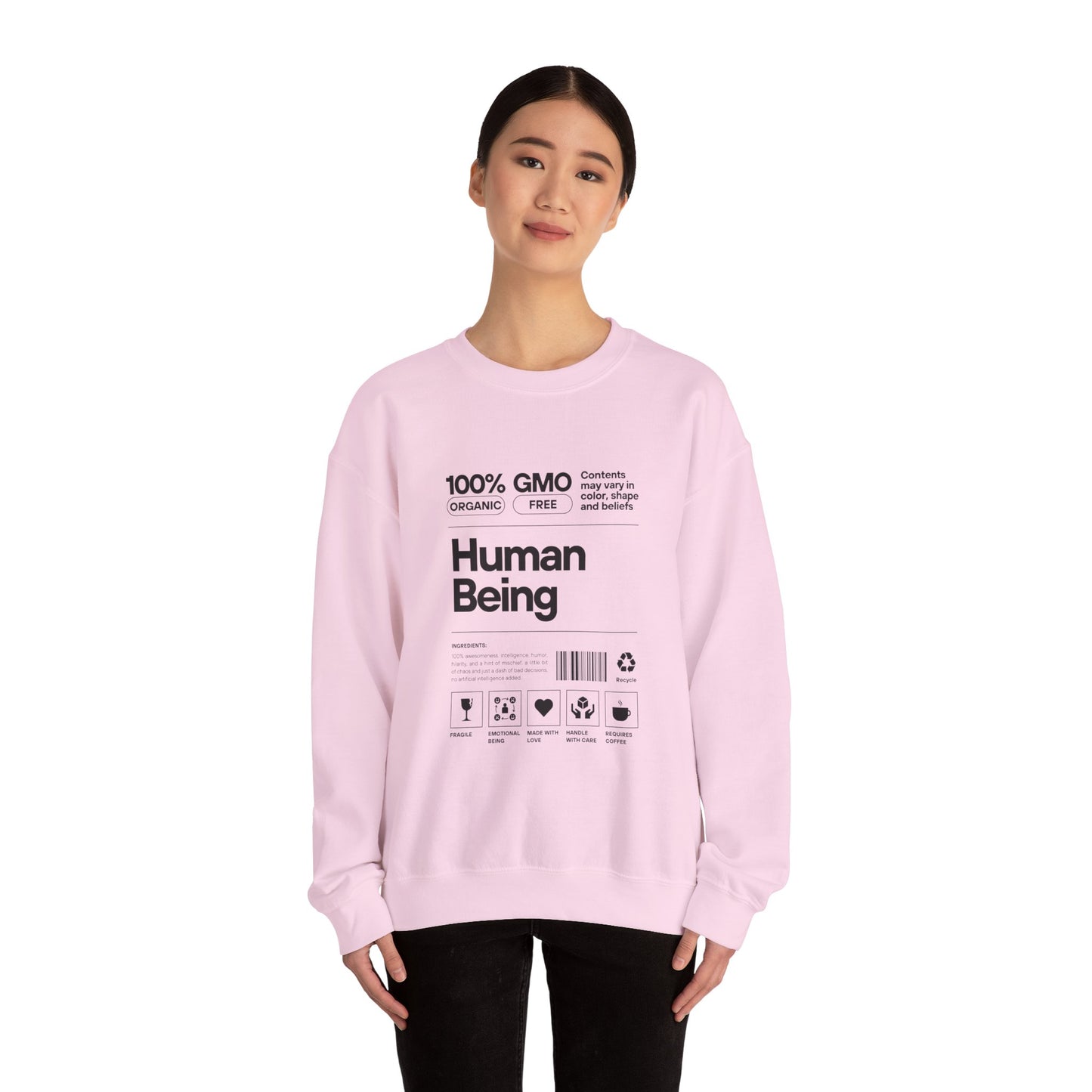 Organic Human Being Sweatshirt, Unisex Crewneck, Casual Wear, Eco-Friendly Gift, Funny Sweatshirt, Gift for Friends