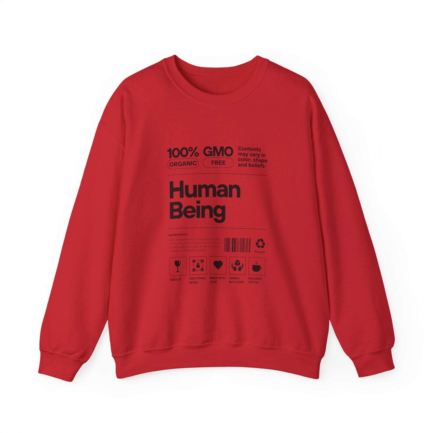 Organic Human Being Sweatshirt, Unisex Crewneck, Casual Wear, Eco-Friendly Gift, Funny Sweatshirt, Gift for Friends