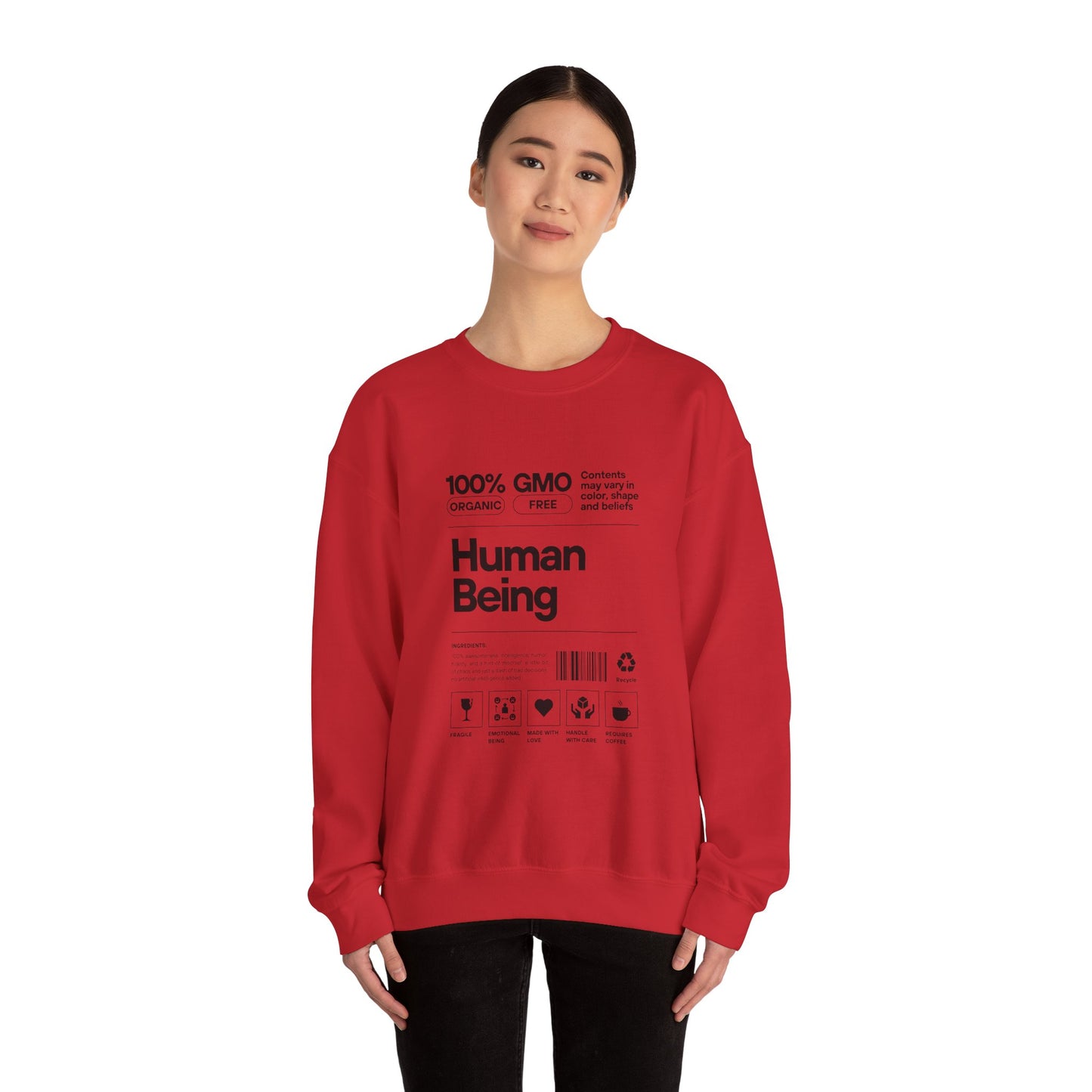 Organic Human Being Sweatshirt, Unisex Crewneck, Casual Wear, Eco-Friendly Gift, Funny Sweatshirt, Gift for Friends