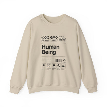 Organic Human Being Sweatshirt, Unisex Crewneck, Casual Wear, Eco-Friendly Gift, Funny Sweatshirt, Gift for Friends