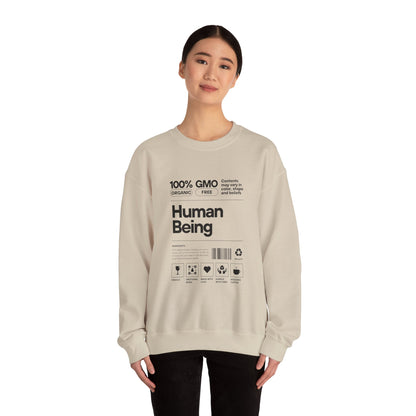 Organic Human Being Sweatshirt, Unisex Crewneck, Casual Wear, Eco-Friendly Gift, Funny Sweatshirt, Gift for Friends