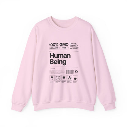Organic Human Being Sweatshirt, Unisex Crewneck, Casual Wear, Eco-Friendly Gift, Funny Sweatshirt, Gift for Friends