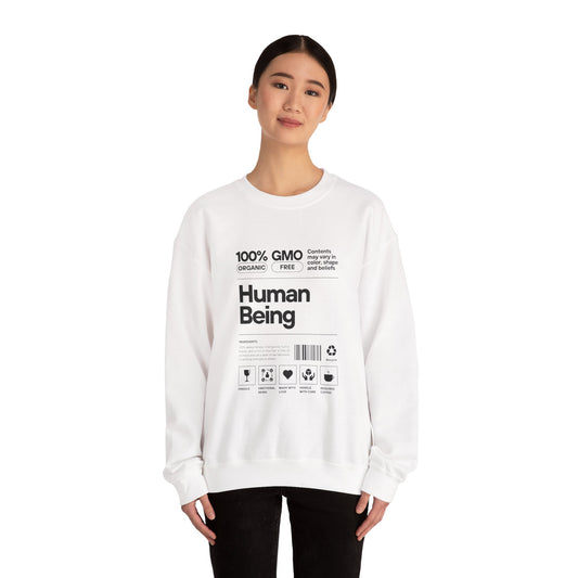 Organic Human Being Sweatshirt, Unisex Crewneck, Casual Wear, Eco-Friendly Gift, Funny Sweatshirt, Gift for Friends