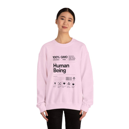 Organic Human Being Sweatshirt, Unisex Crewneck, Casual Wear, Eco-Friendly Gift, Funny Sweatshirt, Gift for Friends